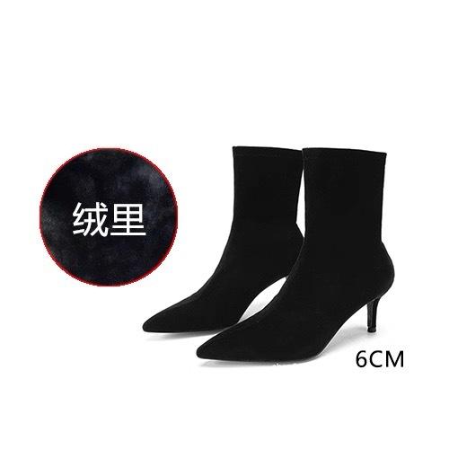 Thin Heel High Heel Short Boots Children's New Pointed Suede Elastic Thin Boots In Autumn and Winter 2025 Thin Tube Socks Boots