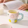 Cute and Creative Home Cup Decoration Hand-painted Relief Ceramic Breakfast Cup Large Capacity Oat Bowl Mug Cartoon Water Cup