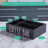 Wooden Coffee Bar Organizer 4-Grid Coffee Station Countertop Storage Box With Removable Dividers Kitchen Tea Cup Container