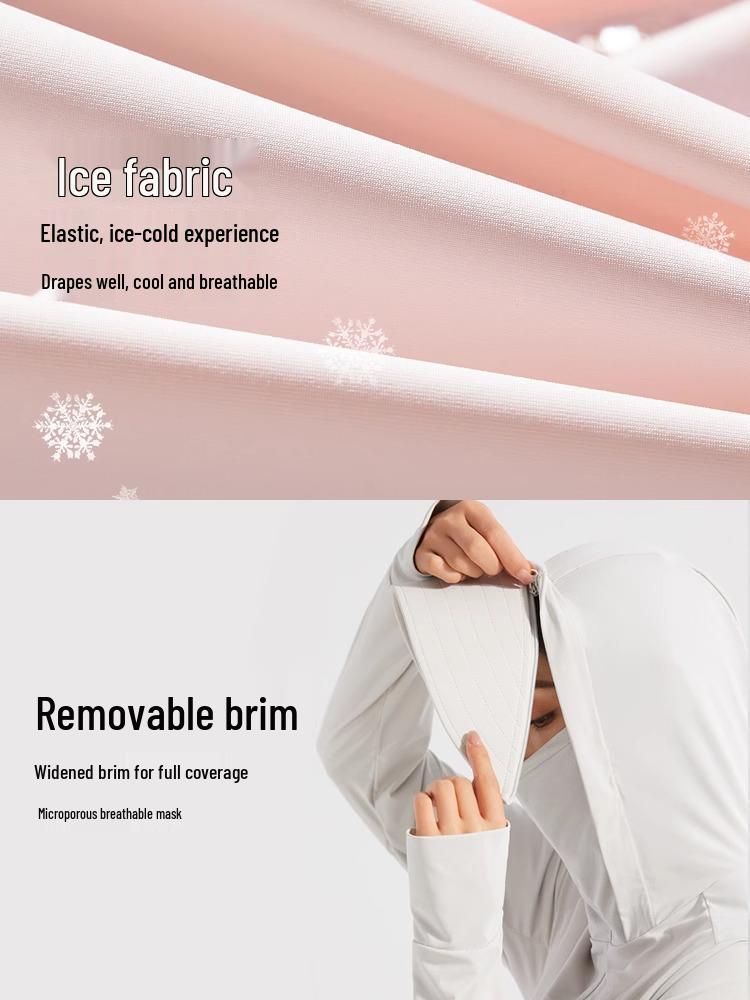 Unisex UPF50+ Cooling Ice Silk Sun Protection Jacket with Detachable Brim for Outdoor Cycling