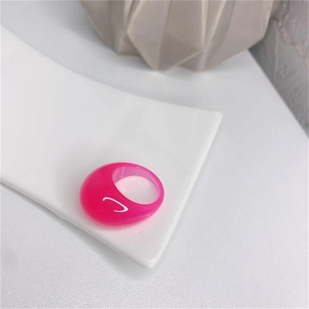 Retro  Cool Colorful Clear Resin Oval Rings Charm Acrylic Water Droplets Shape for Women Girls Travel Summer Popular Jewelry