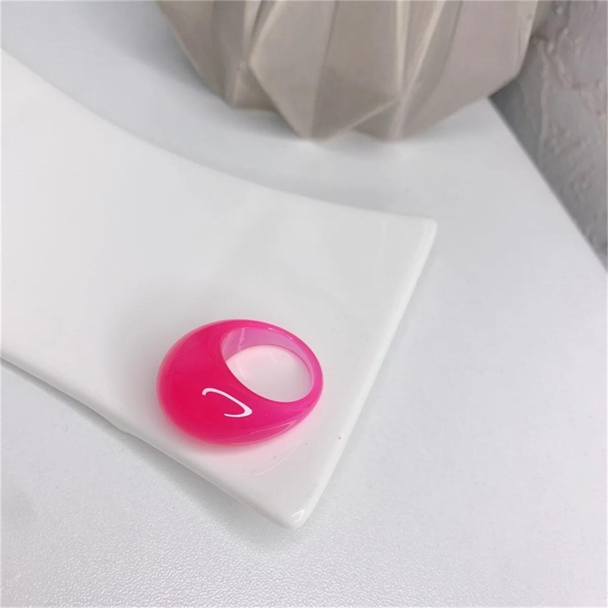 Retro  Cool Colorful Clear Resin Oval Rings Charm Acrylic Water Droplets Shape for Women Girls Travel Summer Popular Jewelry 7