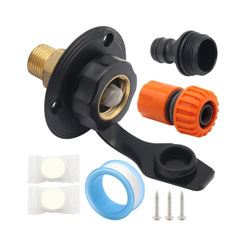 Leak Resistant RVs Water Connection Kit Lead Free Brass Components And Universal ABS Housing Water Fill Hatches Inlet