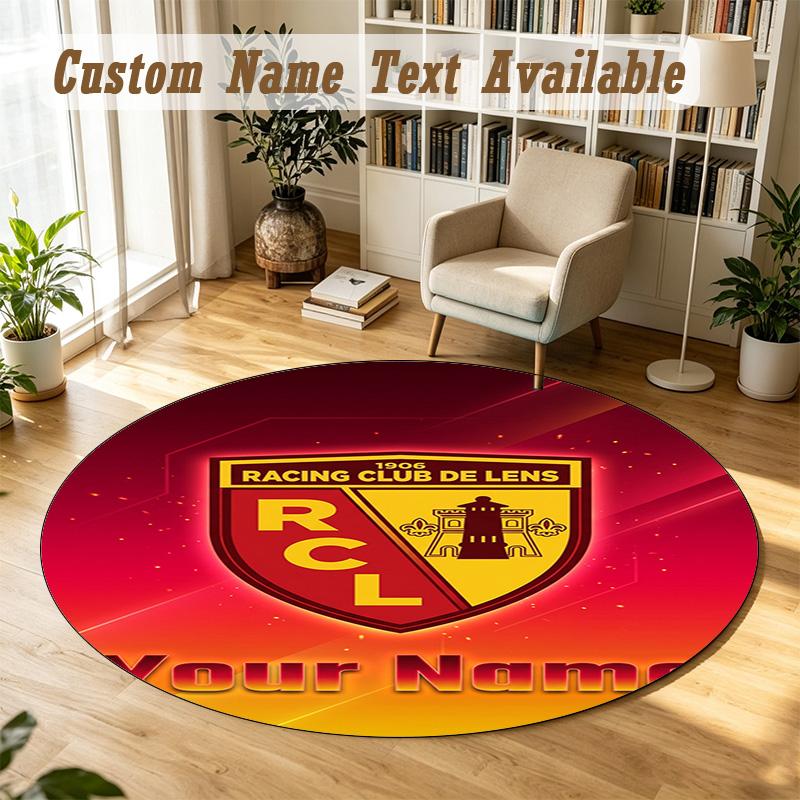 Round Rug Custom Nameracing club de lens Pattern Non Slip Carpet Home Floor Decor