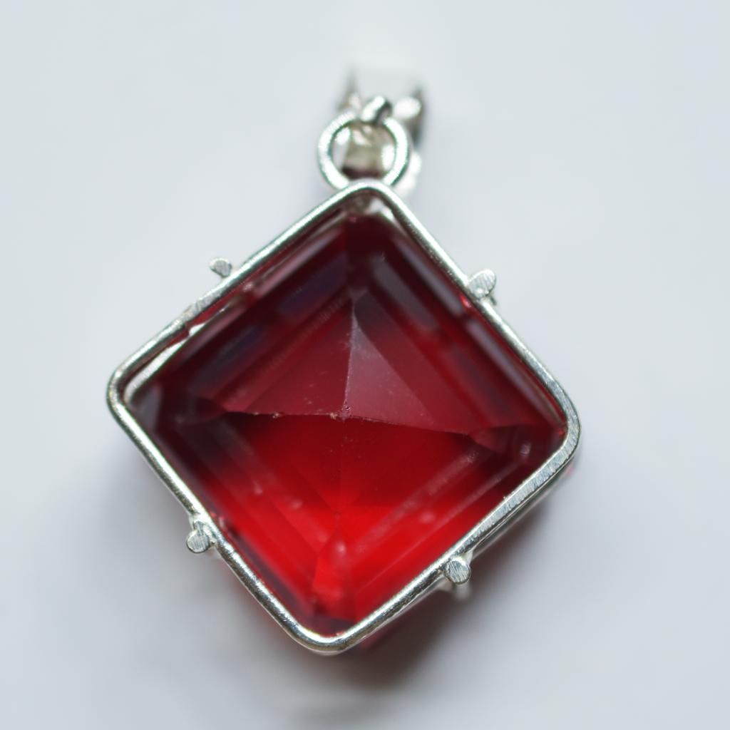 Natural Red Topaz 925 Sterling Silver Pendant Square 92.15 Ct Gem CERTIFIED my-357-k