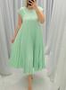 Elegant Summer Dress For Women With High Waist Pockets In Polyester Fabric For Office Wear
