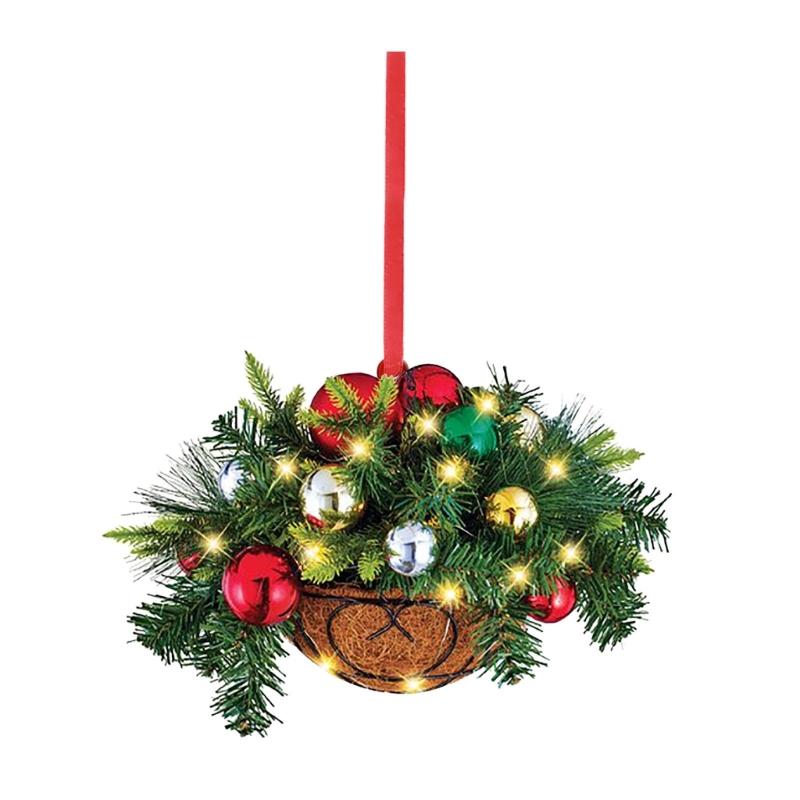 Künstlicher Blumenkorb Baum mit bunten Ornamenten Weihnachtsbäume für Heimdeko Lebendige Farben Harzornamente