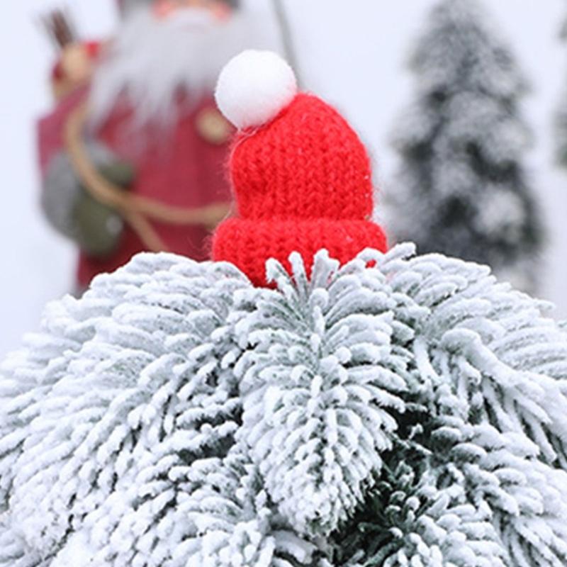 Snow Dusted Christmas Tree Desk Decoration With Wood 20cm Height For Living Room Bedroom Tabletop Decoration