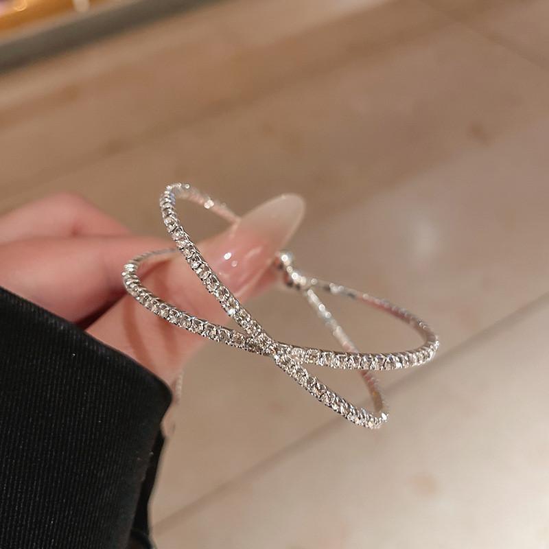 Copper Cross Cuff Bracelet With Rhinestone Embellishments For Fashion Accessories Autumn