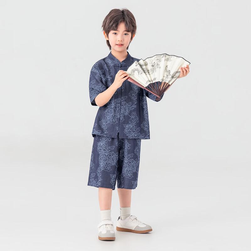 Boys' New Chinese Style Short Sleeve Tang Suit Set