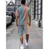 Conjunto de Verano a Rayas de Colores para Hombre: Camiseta de Línea Vertical con Pantalones a Juego. Corte holgado talla grande para playa y vacaciones