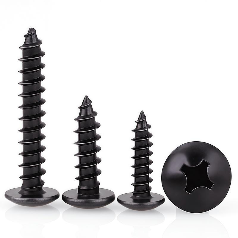20-200pcs Black Carbon Steel Phillips Truss Head Screw M2.3 M2.6 M3 M3.5 M4 M5 M6 Cross Recessed Flat Head Self-Tapping Screws