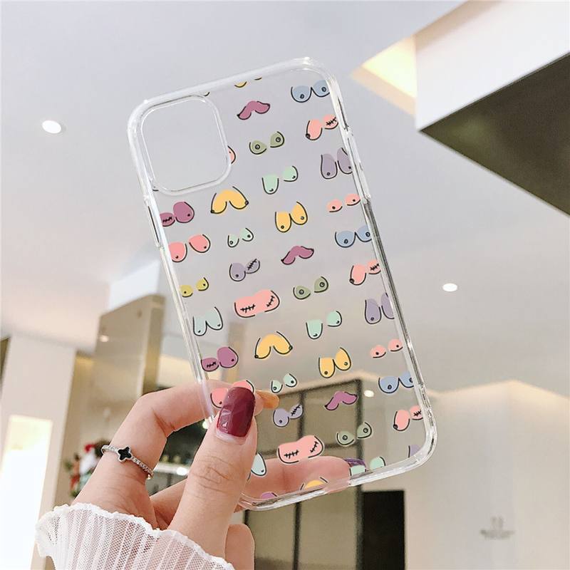 Boobs Art Sexy woman Print Phone Case For iPhone 11 12 Mini 13 Pro XS Max X 8 7 6s Plus 5 SE XR Transparent Shell
