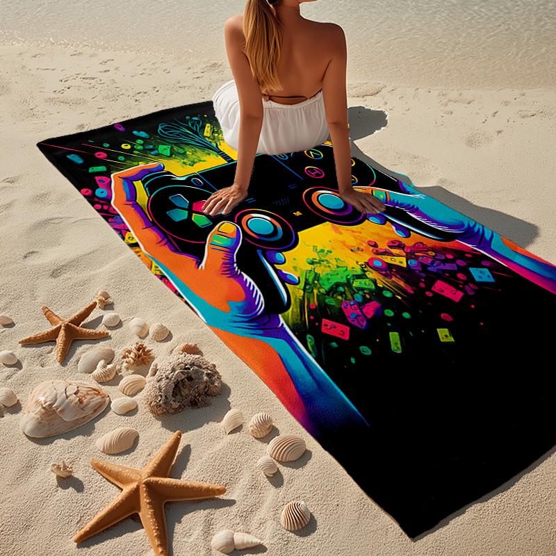 Buntes Gaming-Abenteuer Strandtuch, Superweiche Mikrofaser, Geschenk für Sie/Ihn, Geburtstag, für Pool, Strand, Reisen, Heimdekoration Fan-Geschenke