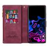 Suitable for Samsung S21 mobile phone leather case iPhone14 contrasting color multi-card zipper wallet S23plus hand strap