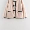 Early Spring New Solid Color Retro Lamb Wool Round Neck Buckle Decorative Fur Integrated Short Coat