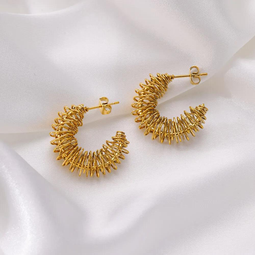 New In Irregular Vintage Coil Earrings For Women Stainless Steel Earrings Trending Piercing Luxury Jewelry Christmas Gift
