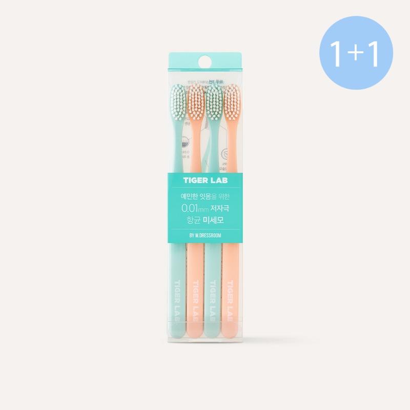 [1+1] Tiger Lab Antibacterial Fine Bristle Toothbrush 4P