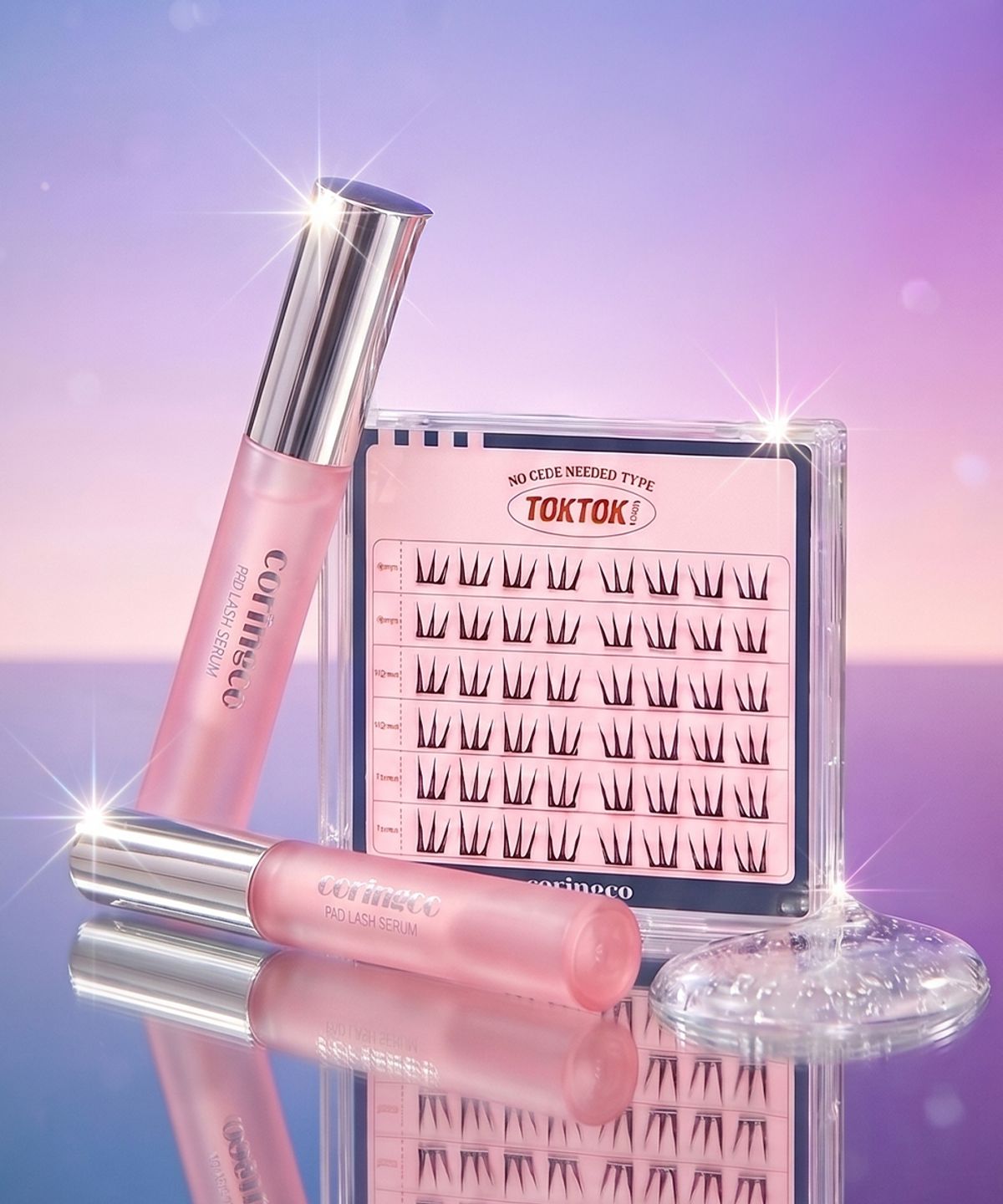 [Special Set] Tok Tok Hara No-Glue Individual Eyelashes + Collagen Eyelash Serum Noglue #Muse (Light)