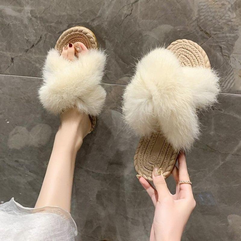 

Mao Mao slippers women s outer wear autumn new cross flat bottom lazy comfortable home with one word sandals 40