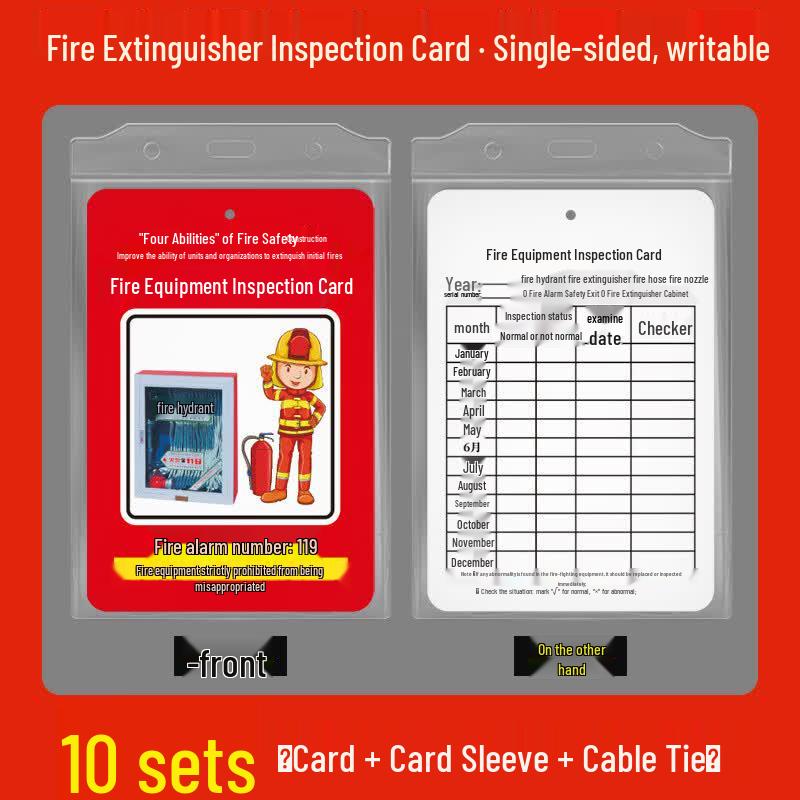 Fire Safety Equipment Inspection Record Card Set