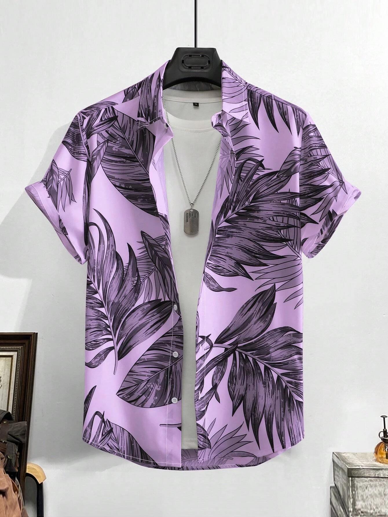 Рубашки Leaf Tropical Men s Resort Hawaiian 3D Print Shirts Outdoor Vacation Beach Summer Turndown Short Sleeve Spandex Hawaii Shirts S