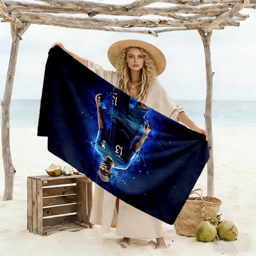 Blue Energy Soccer Player Beach Towel Quick-Dry Soft Microfiber Comfortable Lightweight Perfect for Traveling Yoga Camping and Swimming