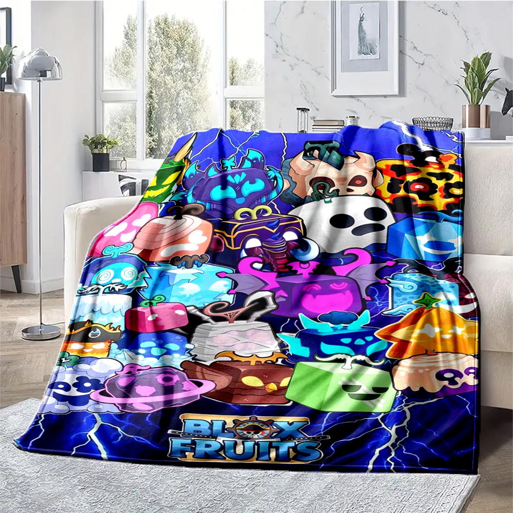Blox Fruits Theme Printed Blanket - Perfect for Couch, Bed, Travel & Outdoor Use | Machine Washable, Cozy & Durable.