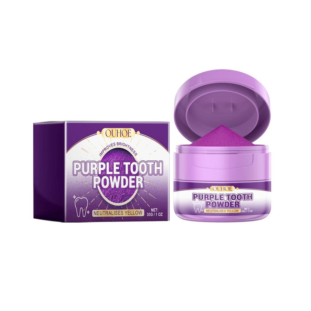 OUHOE Purple Tooth Yellow Stains Tartar Cleaning Care Whitening Teeth Powder