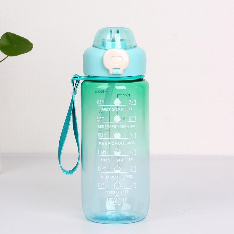 

Большая емкость пластиковая градиентная цветная кружка для воды с ручкой спортивная уличная кружка для воды с пружинной крышкой трубочка кружка 600ml светло-зеленый