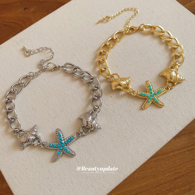 Meet the sea~ Conch starfish bracelet summer fresh and sweet wind fashion bracelet niche design jewelry women