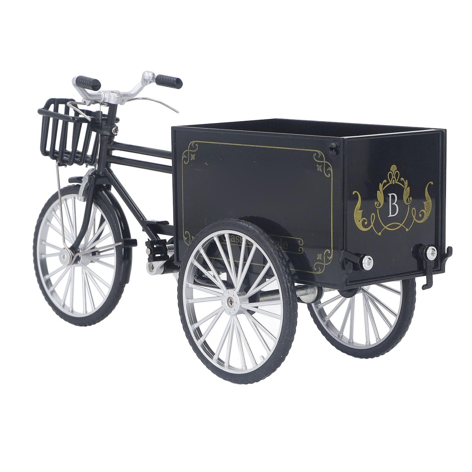 Винтажный трехколесный велосипед Пальчиковый велосипед Модель Сплав Полка Аксессуары Украшение для дома Трехколесный велосипед Модель