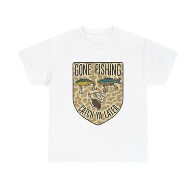 Gone Fishing Catch Ya Later Graphic T Shirt Unisex Heavy Cotton Tee GIFT