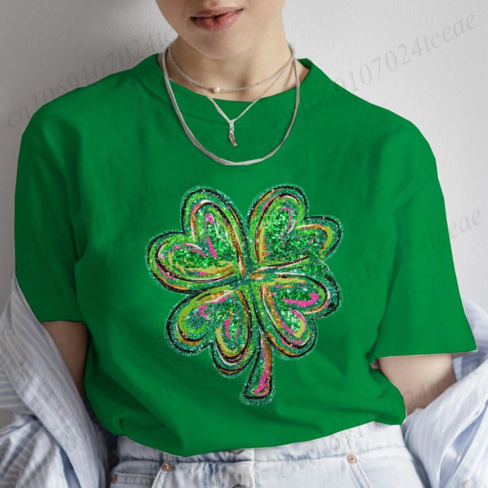 Day Shamrock Women T-Shirts Fashion Lucky Graphic Y2k Tops Hip Hop Streetwear Casual Harajuku Female Clothing