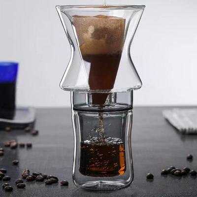 Cafetière incassable à filtre de 227 ml – Carafe en verre borosilicaté, filtre permanent, verseuse en verre, goutteur manuel