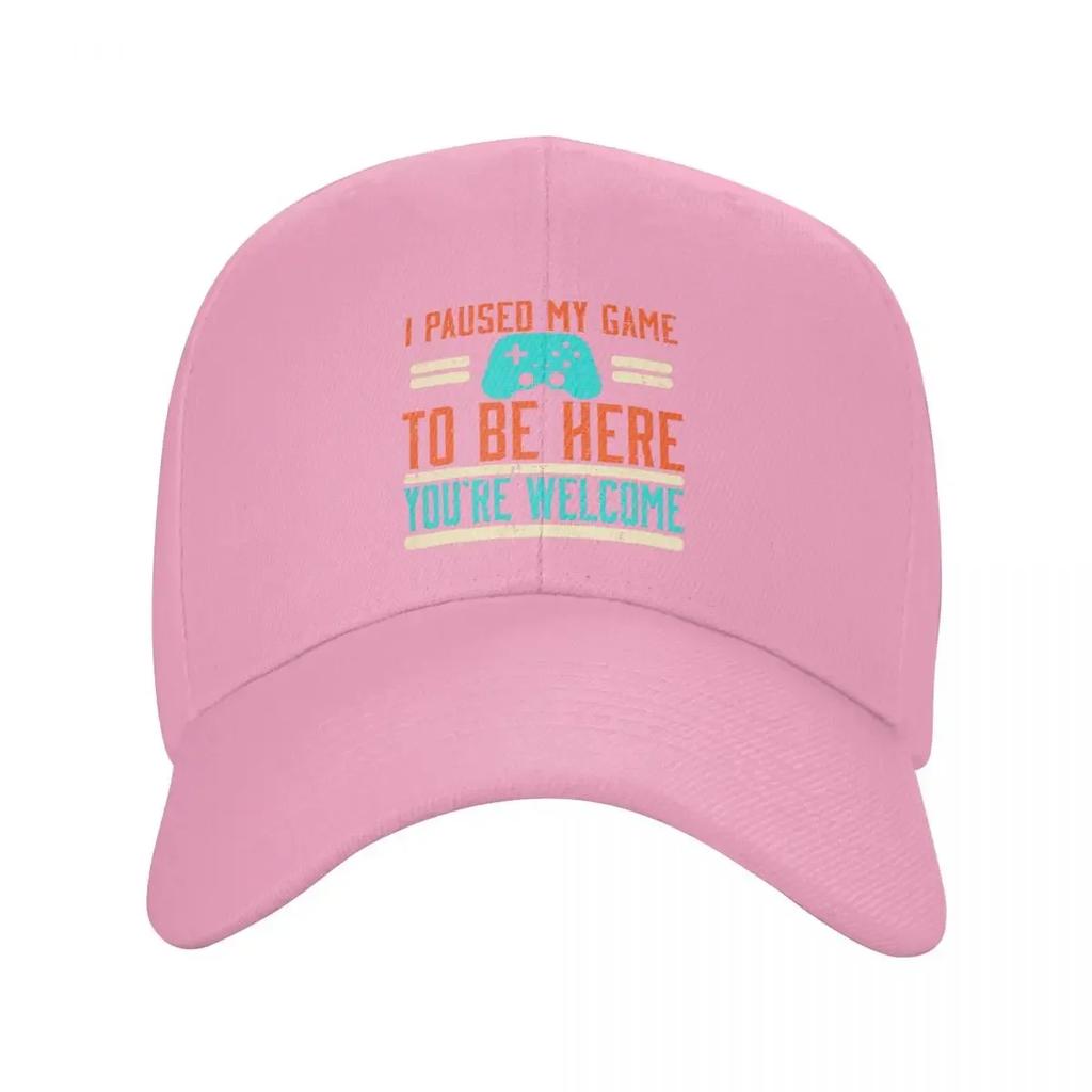 Custom Gamer Paused My Game To Be Here Video Gaming Gift Baseball Cap Hip Hop Women Unisex Adjustable Dad Hat Summer Snapback Caps
