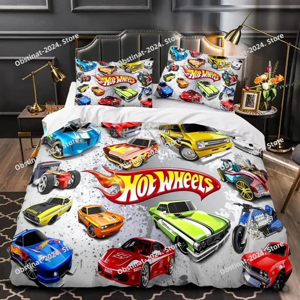 Monster Truck Hot Wheel Povlečení Sada Povlečení s Potiskem s Povlakem na Polštář Potah na Peřinu Měkký Jednolůžko Dvojlůžko Queen Super King Velikost