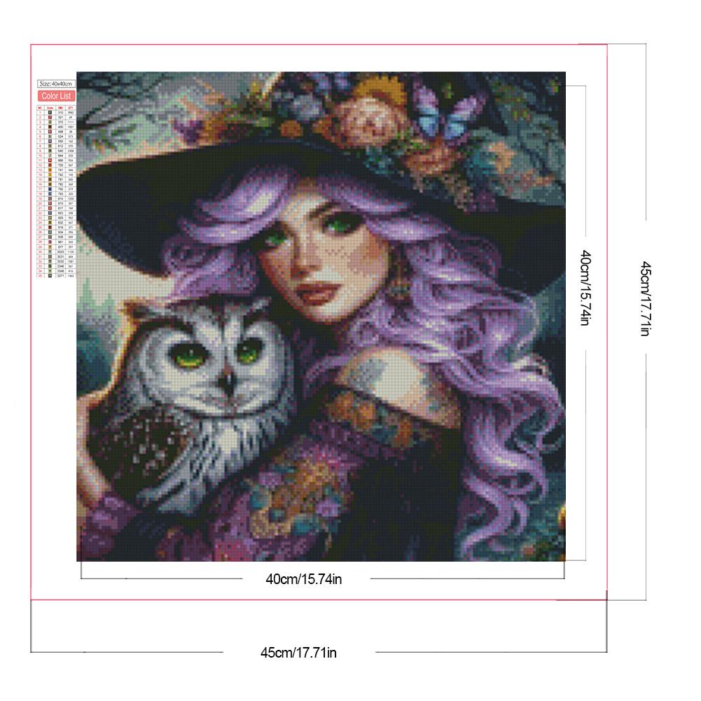 5D DIY Full Square Drill Diamond Painting Witch Kit Home Wall Decor Art