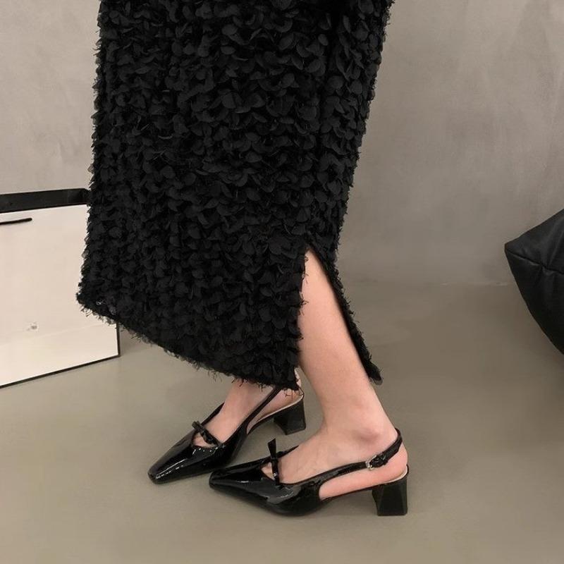 

Fashion 2025 Shoes Woman Pumps Fashion High Heels Square Heel Womens Sandals Pumps Ankle Buckle Sexy Casual Sandals Simple Rome Shoes 35 чёрный