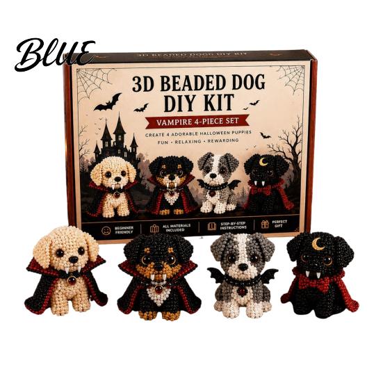 Pacchetto Creativo Tutto in Uno Cane Halloween 3D Set Artistico Fai da Te Kit Cucciolo con Perline Kit Cucciolo con Perline di Plastica Carine per Gioielli Artigianato Kit Animale Principianti Adulti Scrivania Casa