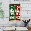 2D Flat, 1pc "Yes No Toilet Etiquette" Aluminium Metal Wall Decor Sign - 8"x12" Funny Bathroom Restroom Decor, Vintage Toilet Posture Guide Wall Art