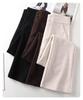 Beige Woolen Micro-Flare Pants for Women - Autumn/Winter 2024 Collection, Slimming Thick Cashmere for Petite Sizes.