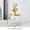 Light Luxury Bathroom Accessories Brass Transparent Crystal Glass Lotion Bottle Storage Tank Cotton Swab Box Marble Storage Tray