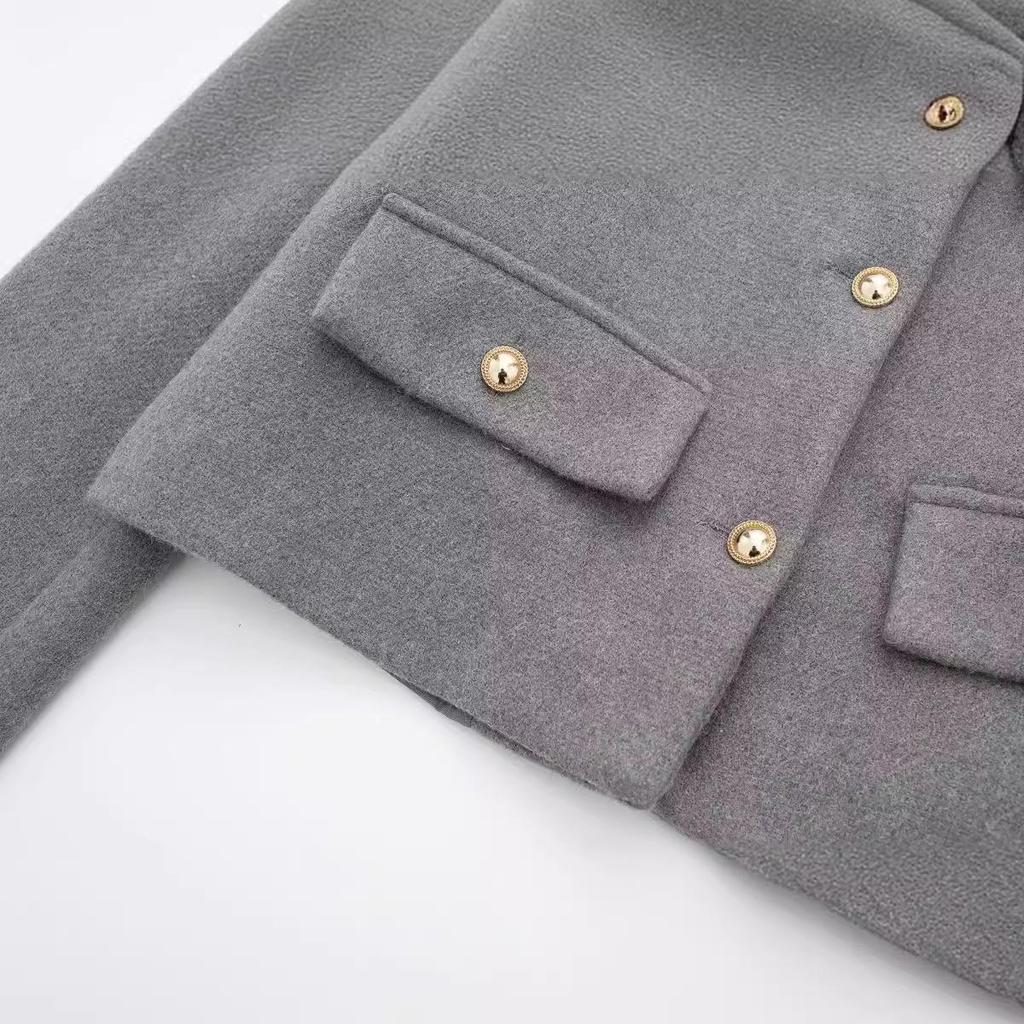 Giacca Corta da Donna Moda e Casual Versatile Scollo Rotondo Decorazione a Risvolto Taglie Forti