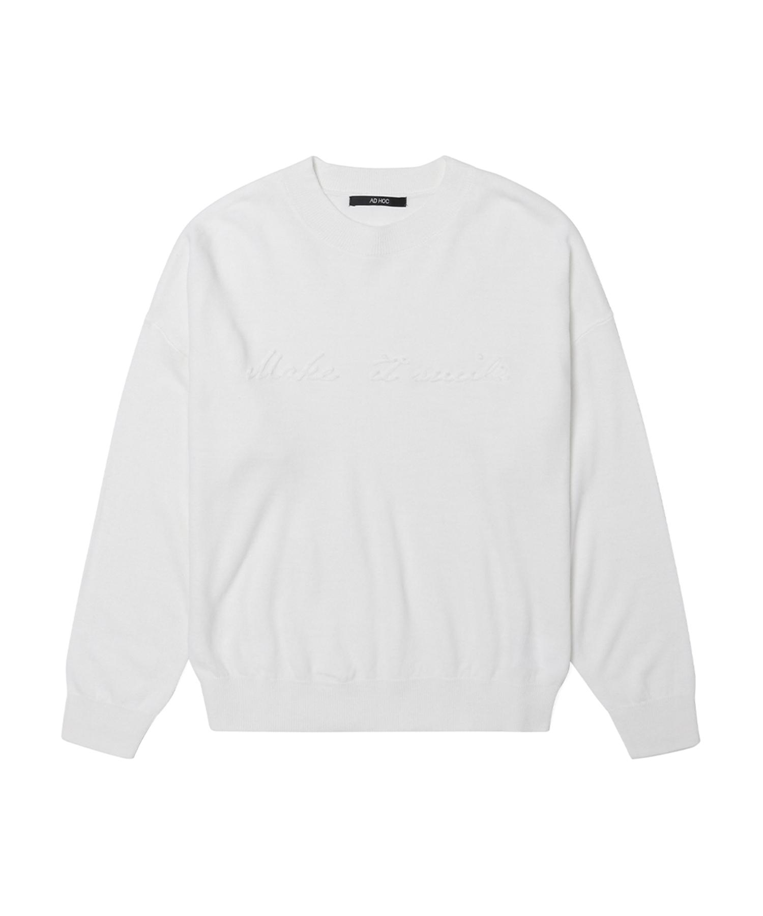 Adhoc Women S Crew Neck Embroidered Knit (Ivory) Ivory/090