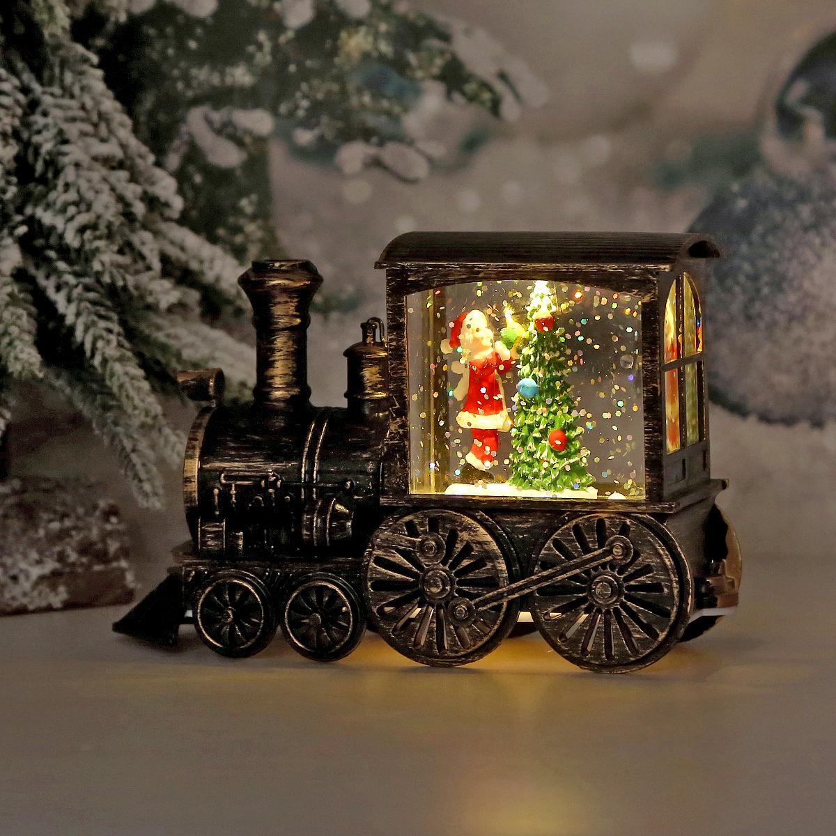 

Рождественский поезд, светящийся, заполняющий воду, небольшой ветряной светильник, настольное украшение, реквизит для декораций