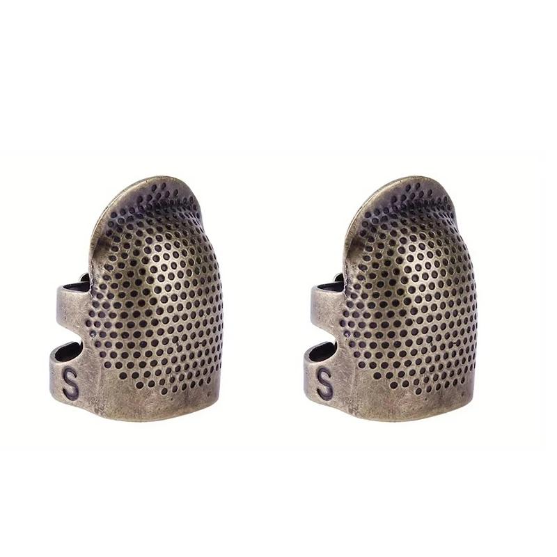 

2PCS Retro Adjustable Top Needle, Hand Sewn Top Needle Ring, Household Anti Slip Pressure Needle Finger Cover, Convenient