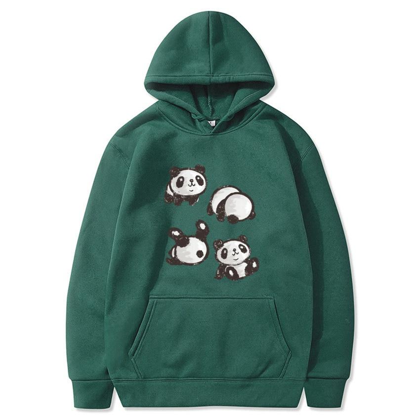 Autumn and Winter Chinese Panda Cartoon Printed Hoodie Classic Style College Style Men's and Women's Hoodies Daily Warm