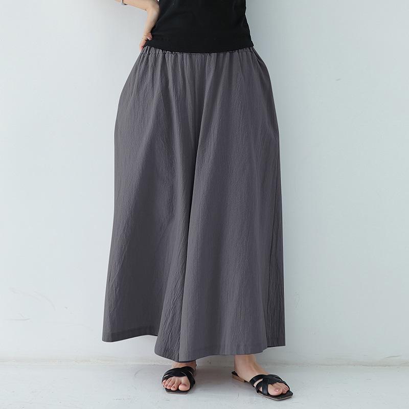 Rakuten Kadın Keten Pamuk Çok Renkli Bol Geniş Paça Cepli Culottes – Ekstra Uzun İlkbahar/Yaz Günlük Pantolon 2021 Koleksiyonu.