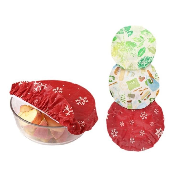 3pcs Elasticated Organic Cotton Beeswaxes Bowl Covers for Bread Proofing Food Freshness Storage Lids Kitchen Accessories